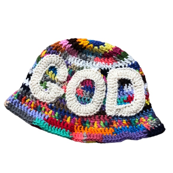Crochet Multi Color Bucket Hat Bandana  Boho Handmade Crochet Spiritual Vibes